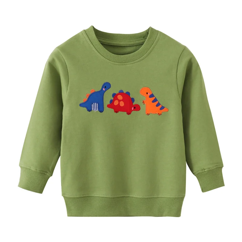 Jumping Meters 2-7T Dinosaurs New Autumn Spring Baby Sweatshirts Long Sleeve Children's Clothing Animals Kids Sport Shirts