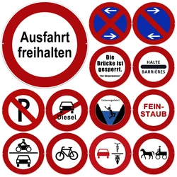 German Traffic Parking Sign Theme Germany Round Metal Sign Art Plates Outdoor Roads Bridge Riverside Parking Lot Wall Decoration