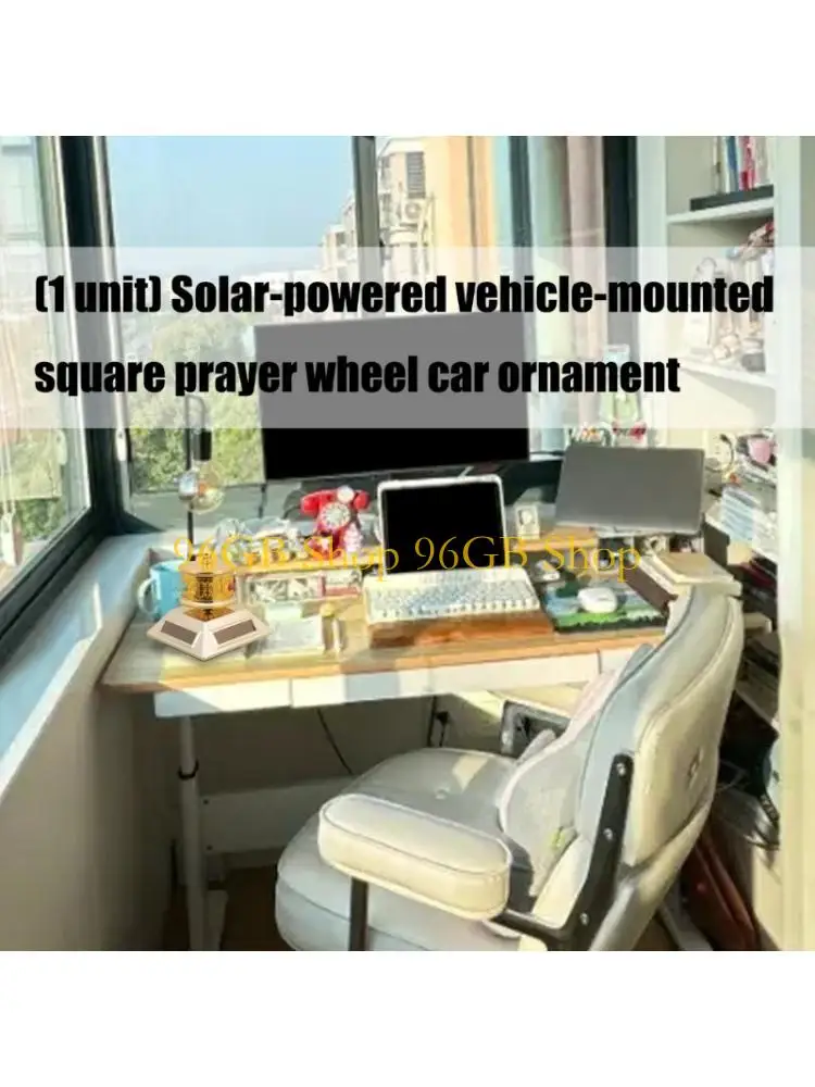 

96GB Plastic Solar Powered Car Interior Decors Tibetan Prayer Wheel Ornament Quiet Spin