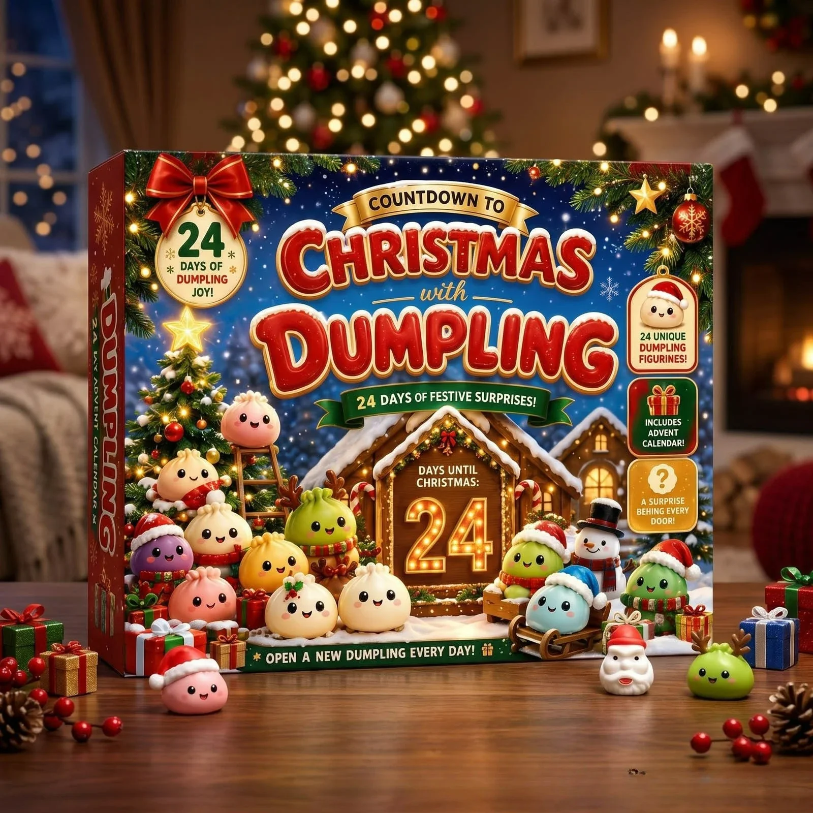 2026 Dumpling Arrival Calendar 24 Piece Mini Funny Bun Mystery Countdown Blind Box Stress Relief Surprise Gift