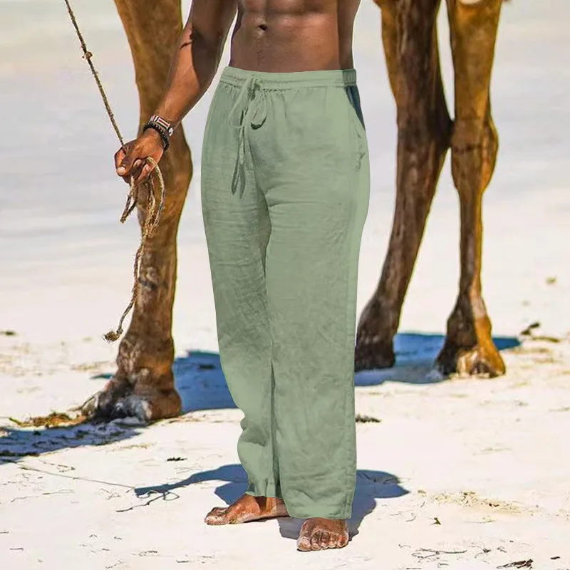 กางเกงขายาวผู้ชายทรงหลวม ผ้าฝ้ายลินิน ระบายอากาศดี สไตล์ลำลอง สปอร์ต ทรงตรง แฟชั่นสไตล์คนเมือง สำหรับฤดูใบไม้ร่วง