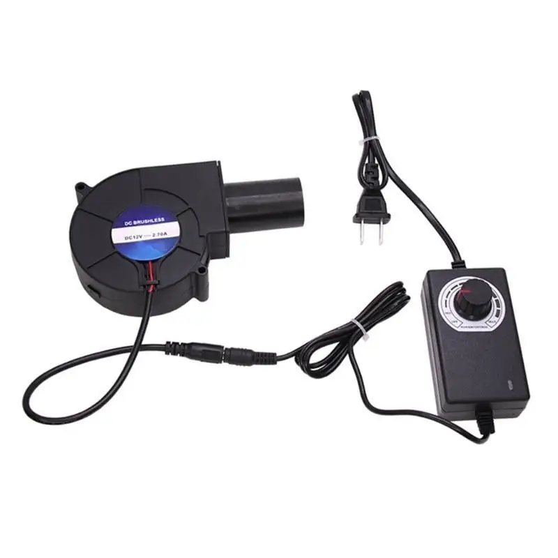 Y1UD مروحة نفخ سرعة قابلة للتعديل لحرق نفايات الزيوت 12 فولت 35CFM مع سرعة متغيرة مناسبة لصهر الحطب المعدني للشواء