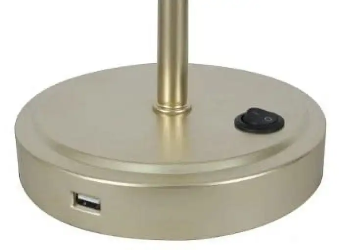 

19 Height Gold Finish Metal Material Stick Lamp with USB Port, Modern, Office and Dorm