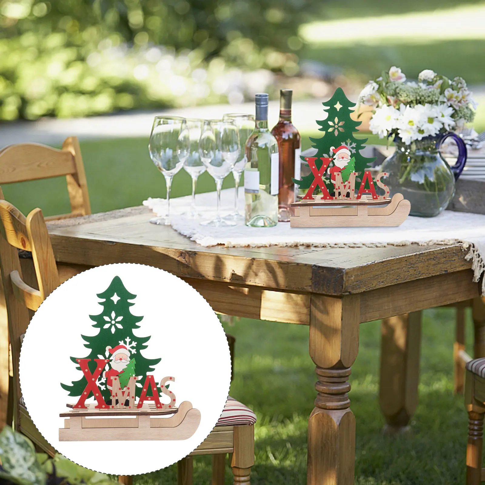 

Wooden Puzzle Sled Car Desktop Ornament Sleigh Shaped Christmas Decoration Decorations Model