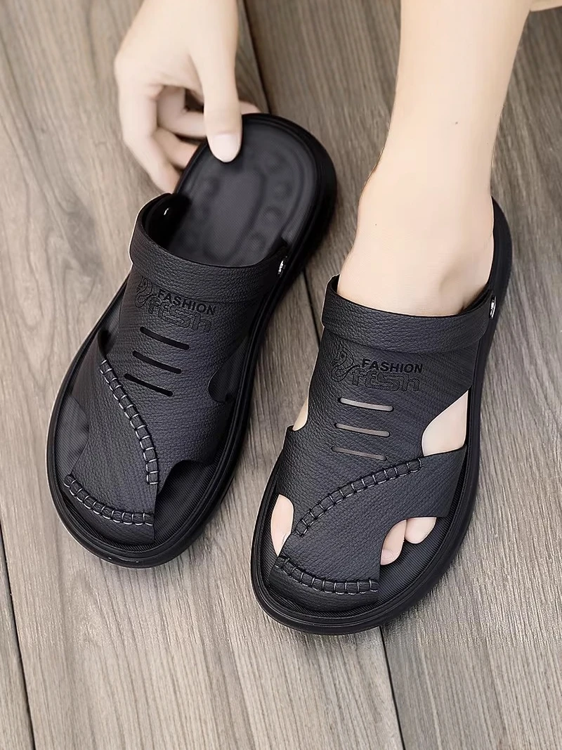 

Men's Beach Sandals Summer Outdoor Sports Casual Anti-Slip Deodorant Driving Dual-Purpose Wear-Resistant Soft Bottom Covered-...