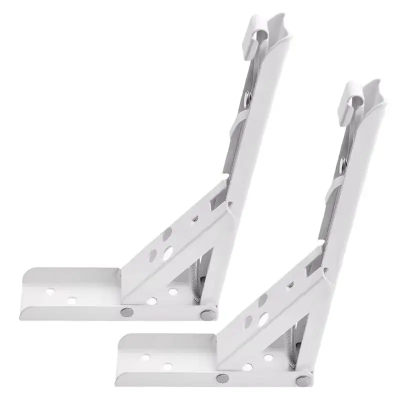 ABYP 8 Inch Heavy Duty Stainless Steel Folding Shelf Brackets, Wall Mounted Collapsible Bracket For DIY Space - 2Pc