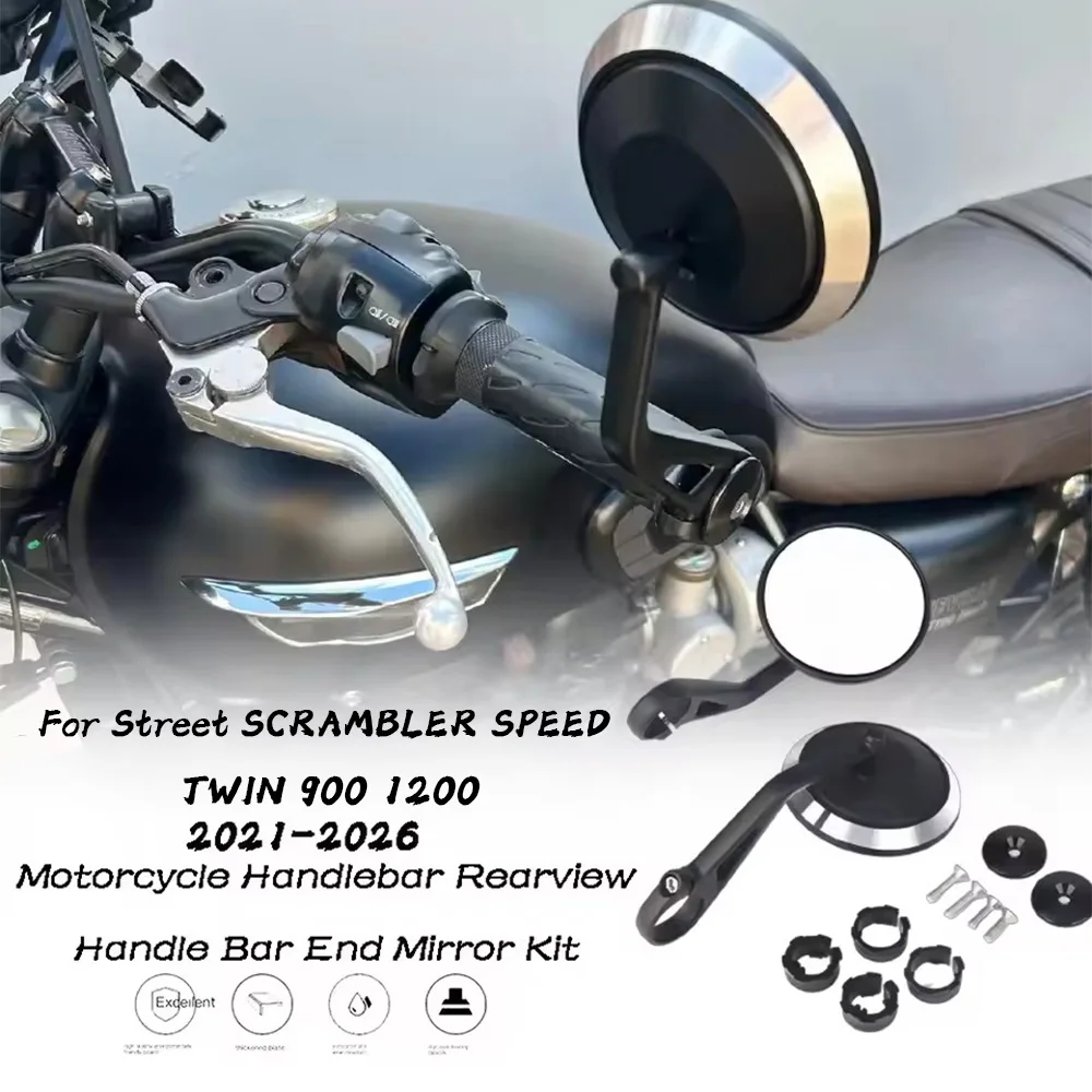 Rear View Side Mirrors Handle Bar End For Street SCRAMBLER SPEED TWIN 900 1200 2021-2026