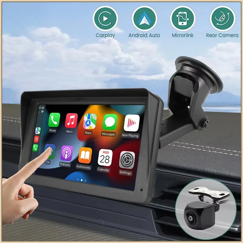 Portable CarPlay Multimedia Monitor Support AHD 1080P Reverse Camera Android Auto BT Radio 7