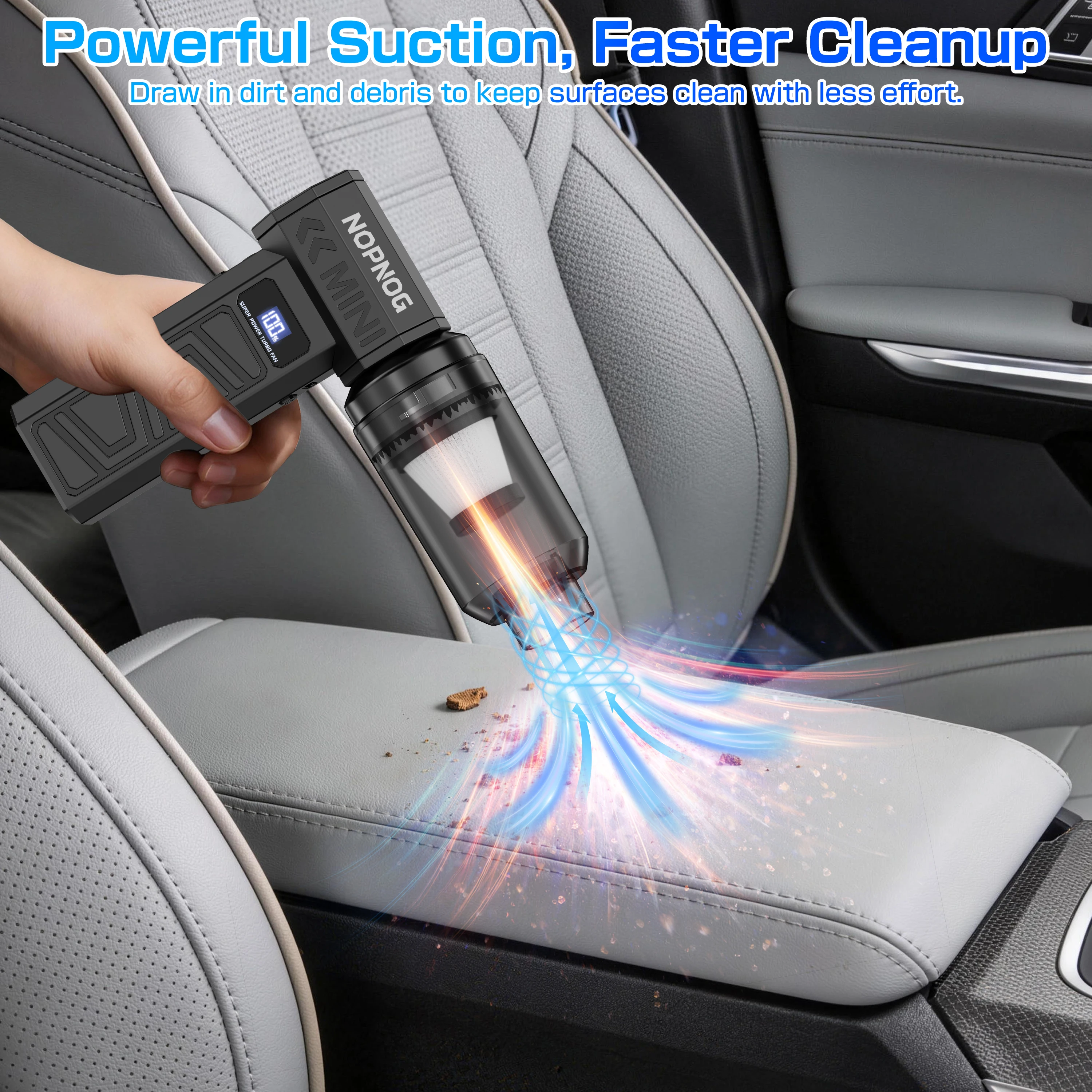 Car Air Duster Vacuum Cleaner Electric Dust Collector Leaf Blower Turbo Fan Cleaning Tools Hair Dryer Auto Accessories for Truck RV SUV Universal