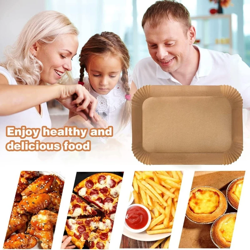 50Pcs Air Fryer Disposable Paper Non-Stick Airfryer Baking Papers Round Air-Fryer Paper Liners Paper Kitchen Accessories