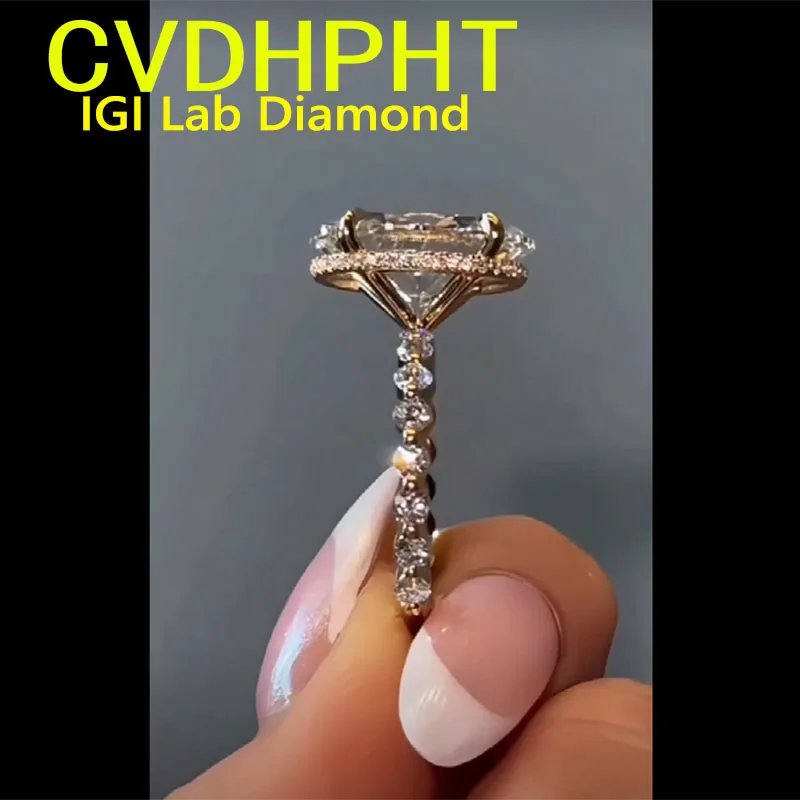 3Ct D VS1 Oval cut Lab Grown diamond Ring Engagement Ring solid 18K Gold Custom Classic wedding ring ﻿