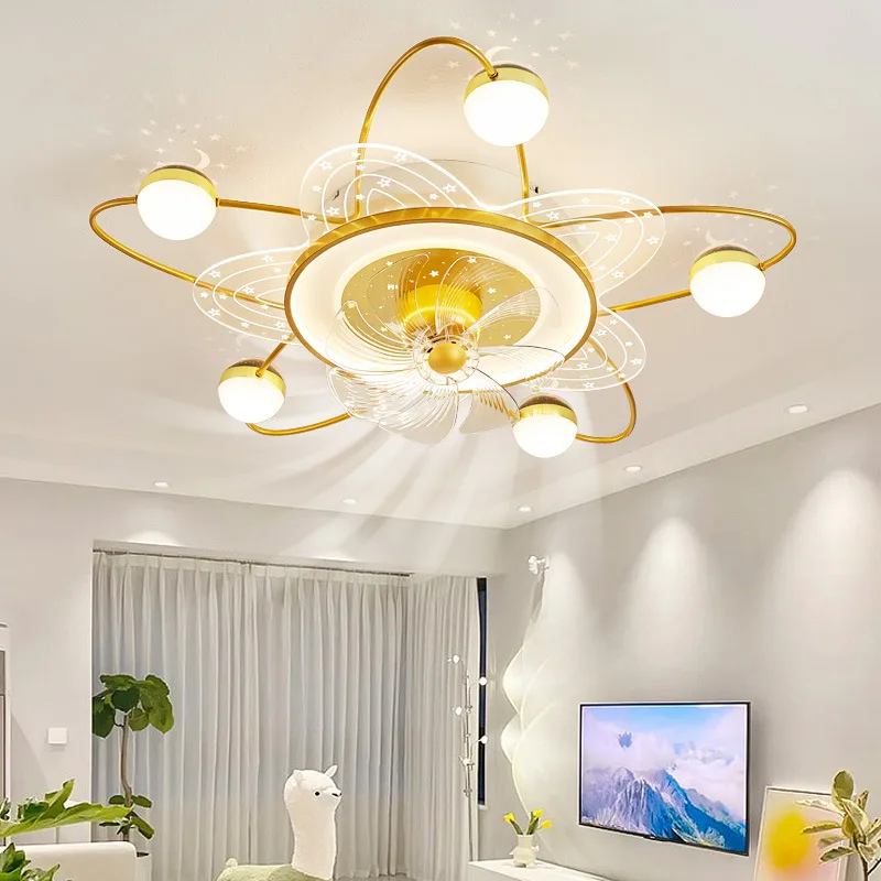 Creative Atmospheric Bedroom Ceiling Fan Lamp Art Lighting Fixtures Living Dining Room Silent Shaking Head Fan Lights Luminaires