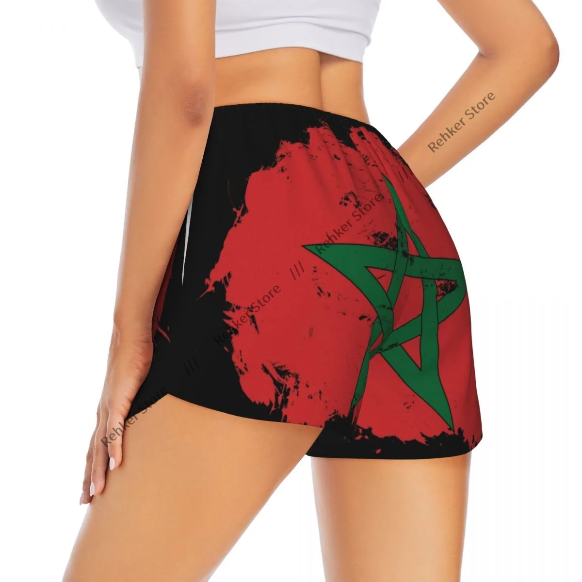 

Шорты для йоги для женщин, шорты для фитнеса, байкерские спортивные шорты для бега, щетка с флагом Марокко, быстросохнущая спортивная одежда с карманом