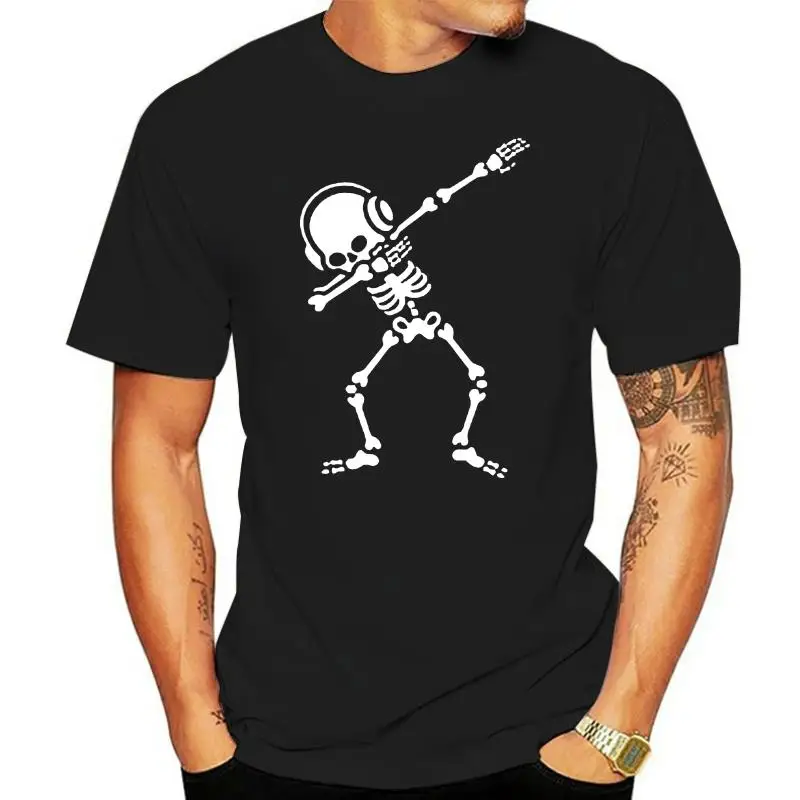 Skelton Dab T Shirt Men Dabben Headphones Music T-shirt Rock N Roll Shirt Camiseta Short Sleeve