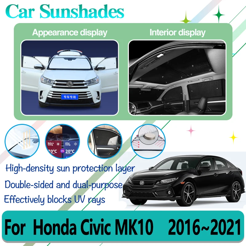 

For Honda Civic MK10 10th Gen FC FK 2016-2021 Car Window Coverage Visors Windshield Anti-UV Sun Protector Covers Car Accessories