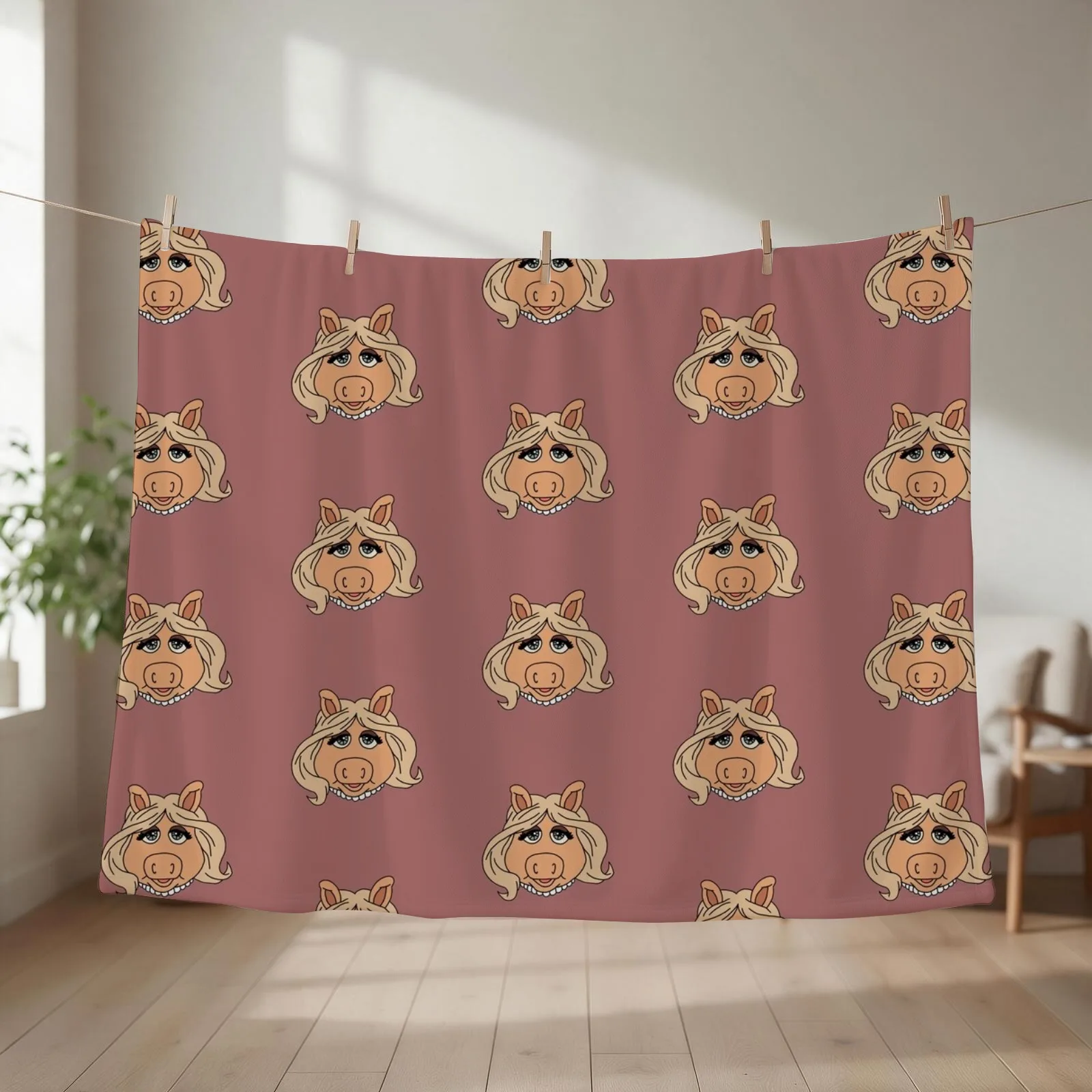 Miss Piggy Throw Blanket couch cozy soft plush fuzzy picnic outdoor blanket