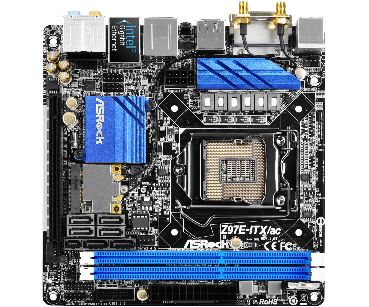 ASROCK Z97E-ITX/ac MINI ITX Motherboards LGA 1150 Intel Z97 DDR3 16GB PCI-E 3.0 M.2 USB3.0 HDMI Supports 5th GenIntel Core cpu