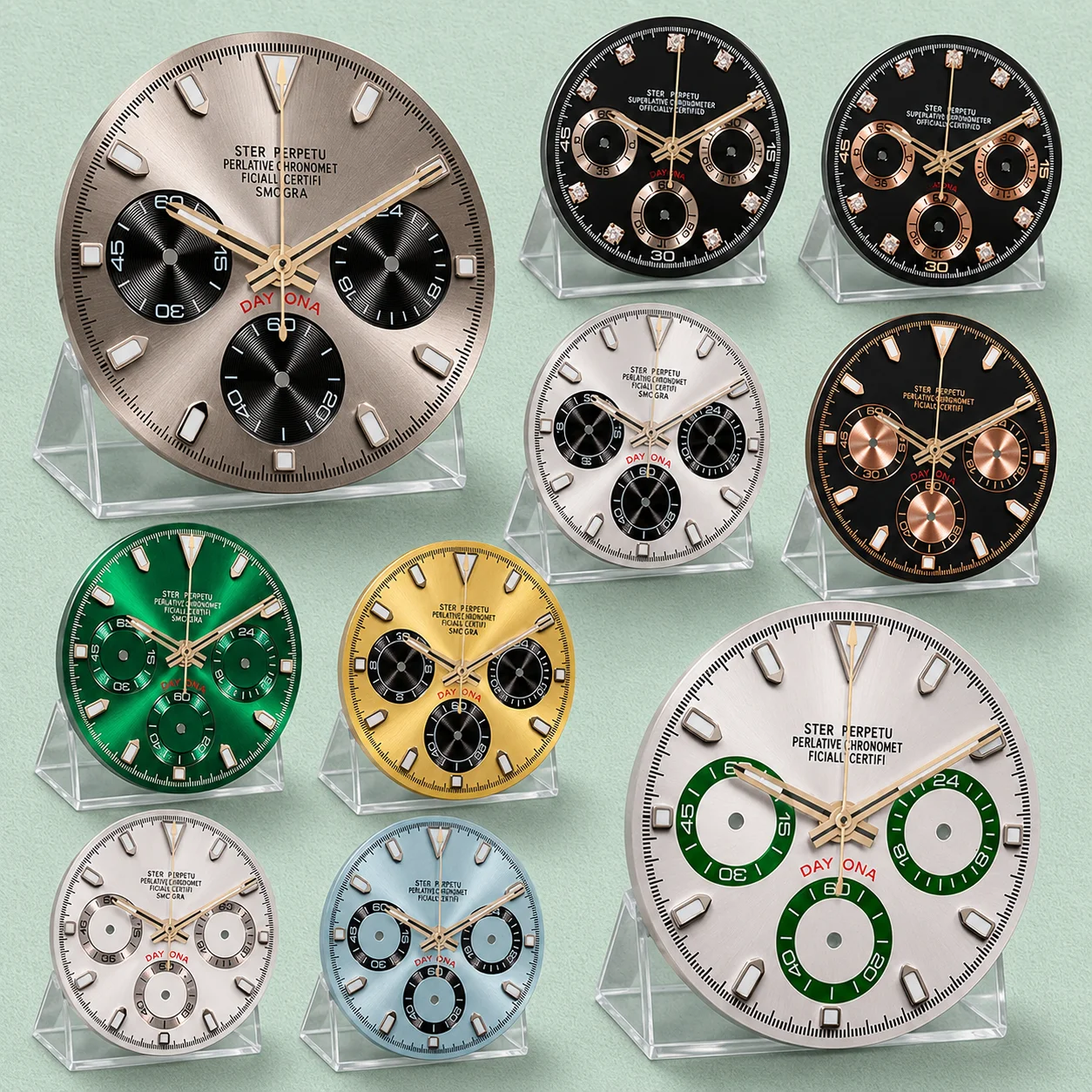 

29.5mm DTN Panda Dial VK63 Movement Watch for Men ( S Logo) with Green Luminosity - Watch Modification Accessories