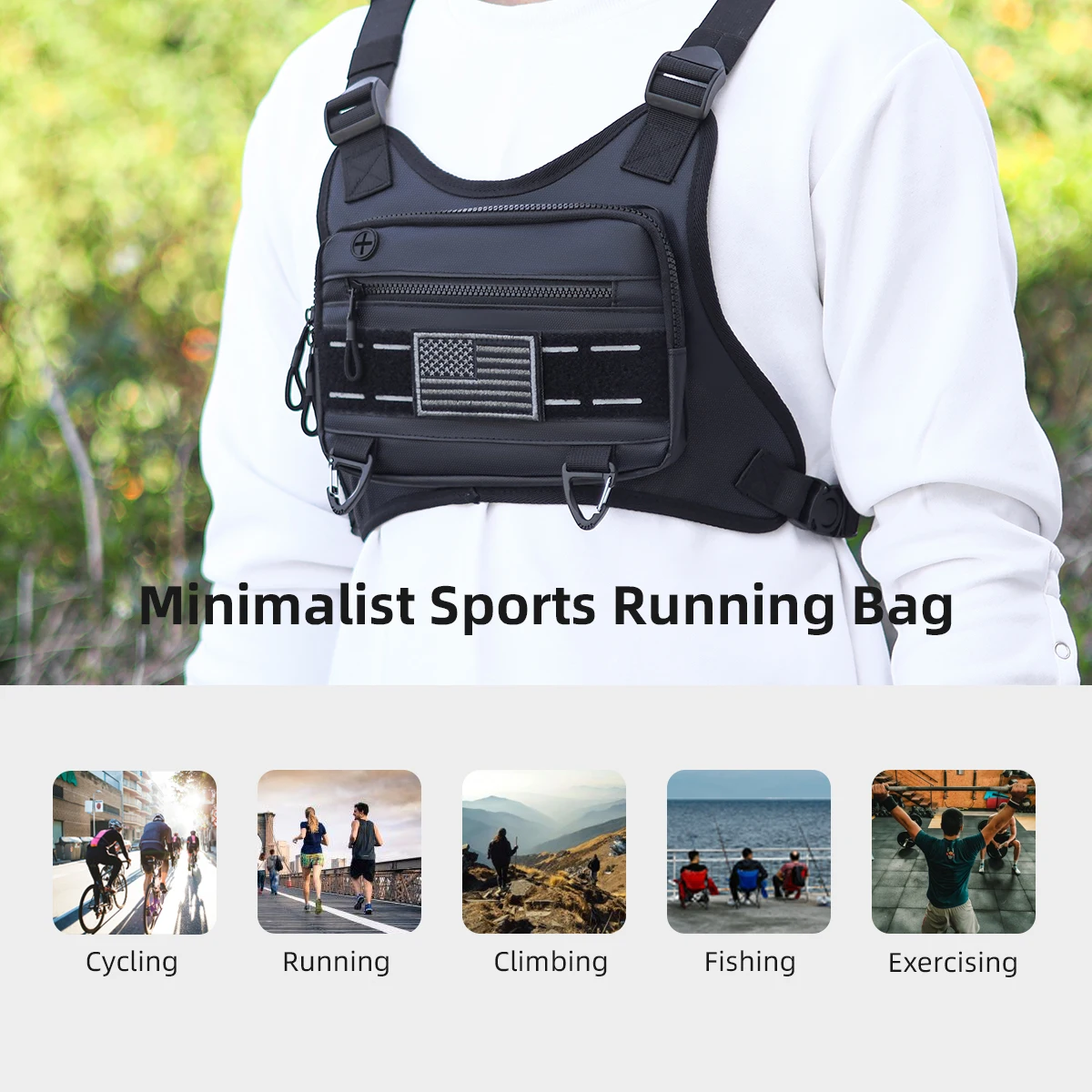 

Sports Chest Bag For Men Women, Water Resistant Lightweight Front Chest Pack, Running Vest Bag With Built-In Phone Holder