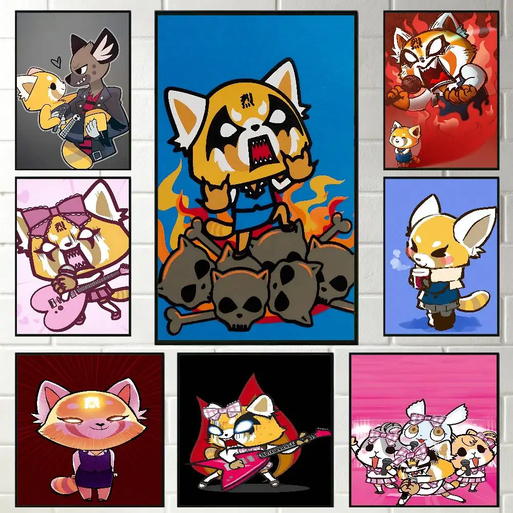 Fur collar fox Aggretsuko Poster Prints For Bedroom Living Room Canvas Painting Wall Art Home Decor