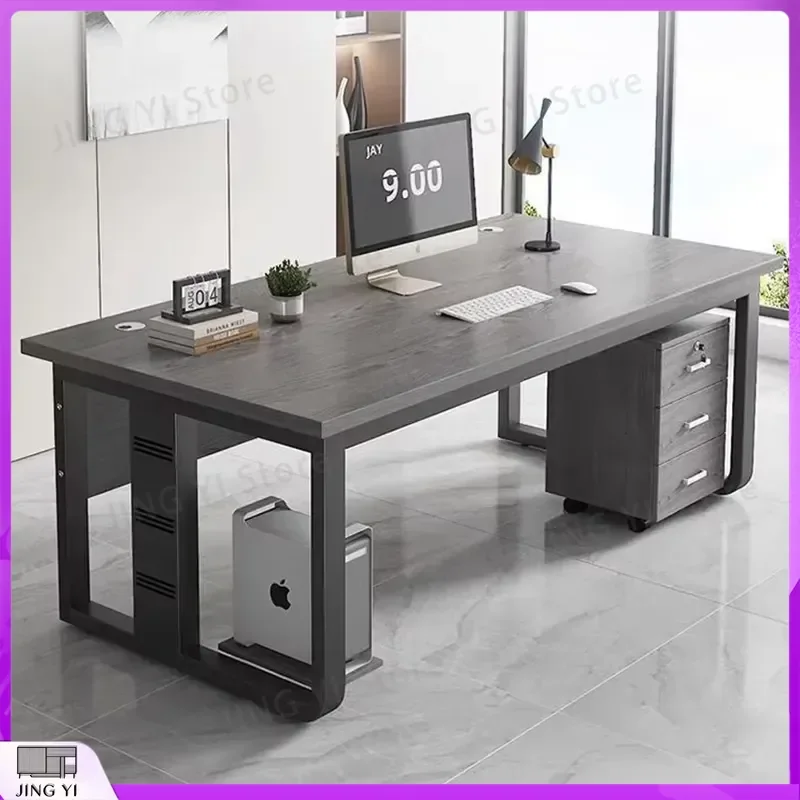 Modern Simple Office Desk with Chair Single Station Boss Desk Panel Wood Style for Employees Workstation Ergonomic Computer