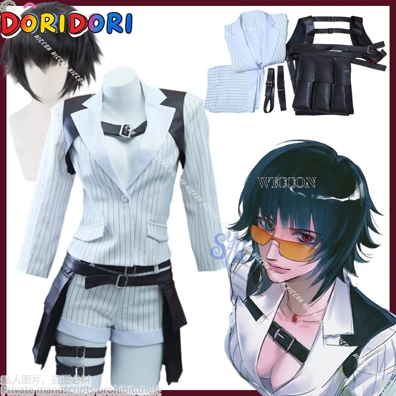 DMCC Devil Ladyyy Cry Cosplay Punk Sexy V Neck Crop Top Shorts Belt Bandage Jirai Kei Girls Halloween Outfit
