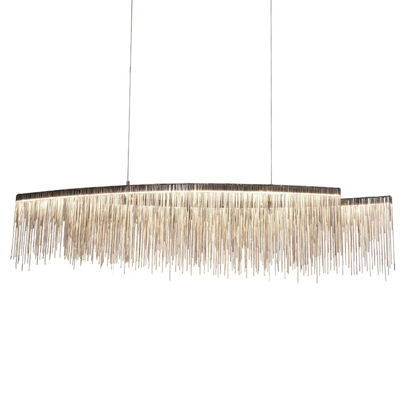 Imagem -02 - Modern Led Tassel Pendant Chandelier Lights Nordic Luxury Hotel Cadeia Lâmpada Teto Lustres Living Iluminação Remoto