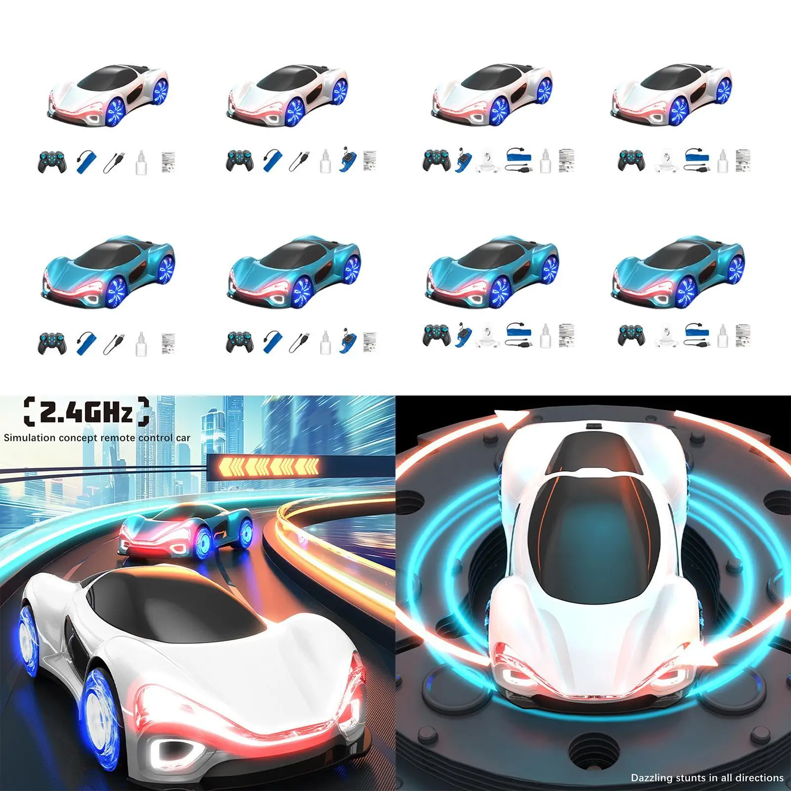 RC Stunt Car with LED Sport Racing Car for New Year Birthday Party Favors