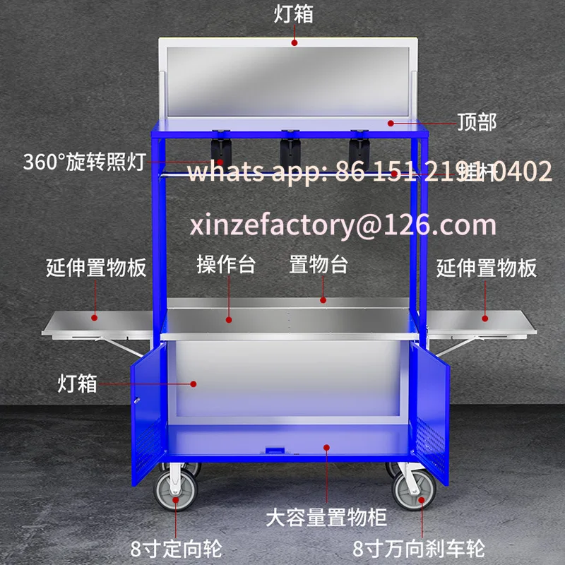 Customizable butterfly roast incense multi-functional movable stall night market snack cart roast wax cart trolley