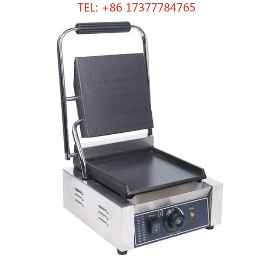 Commercial Griddle 1800W Panini Press Grill Stainless Steel Sandwich Maker with Smooth Flat Surface Temperature Contro