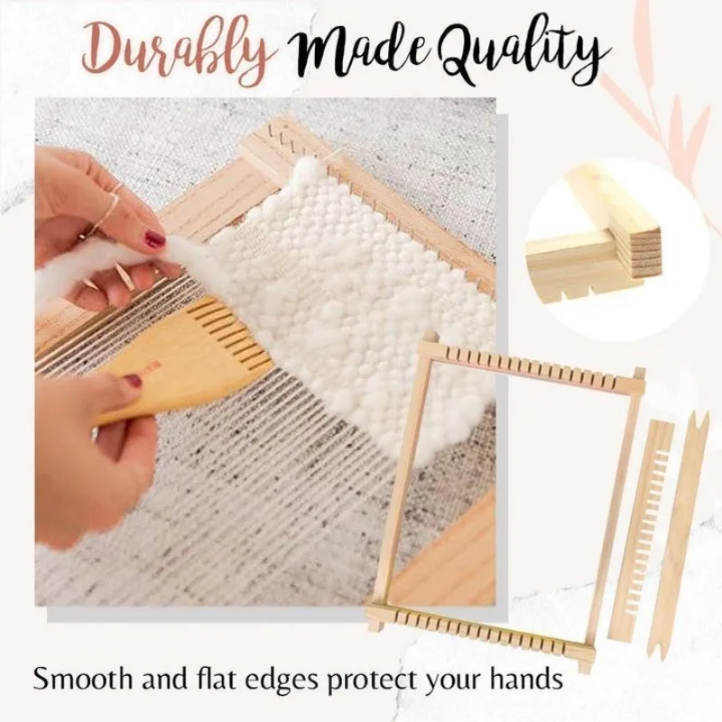 20cm Wooden Weaving Loom Starter Kit Hand-Woven DIY Woven Set Household Tapestry Scarf Multifunctional Loom Sewing Machine