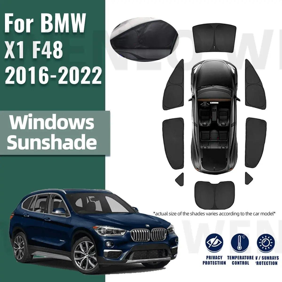 

For BMW X1 F48 2016-2022 Full Cover Car Sunshade Visor Front Windshield Frame Curtain Rear Side Baby Window Sun Shade Shield