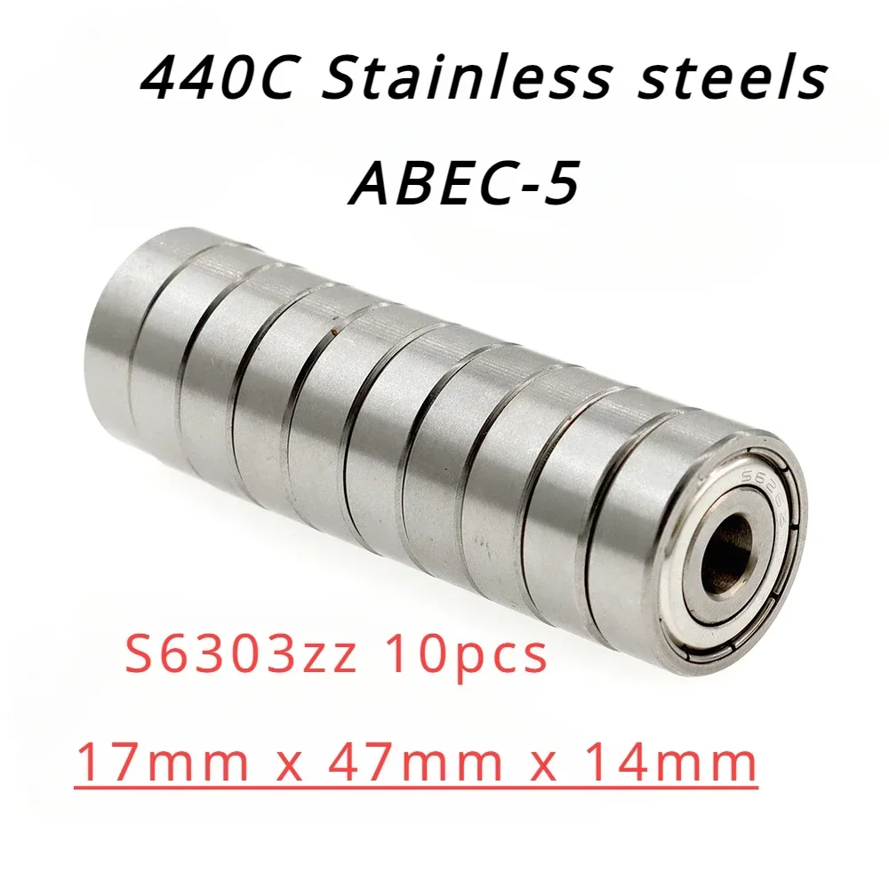 

Veekaft High Precision 440C Stainless Steels ABEC-5 Deep Groove Ball Bearings S6303zz 17mmx47mmx14mm for 10pcs