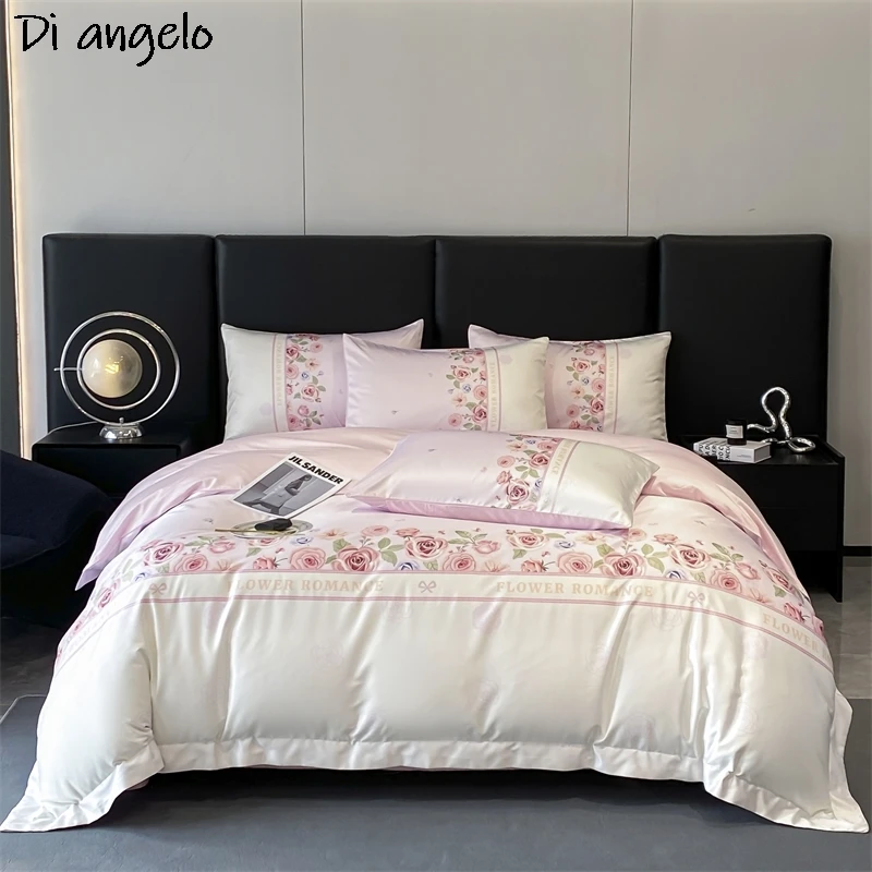 Pink Roses Bedding Sets, Digital Printing, European Style, Queen, King Bed Linen, Duvet Cover Sheet, Pillowcase , Wedding Gifts