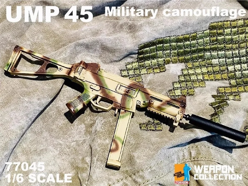 

DML Toys Model 77045 Mini Toys Weapons Model UMP45 CAMO Version PVC Material Not Real Scale 1/6 For 12" Doll Figure Collect DIY