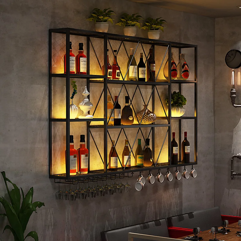 

Whisky Shelf Wine Cabinets Industrial Club Modern Hanging Bar Cabinets Liquor Display Metalic Botellero Vino Liquor Furniture