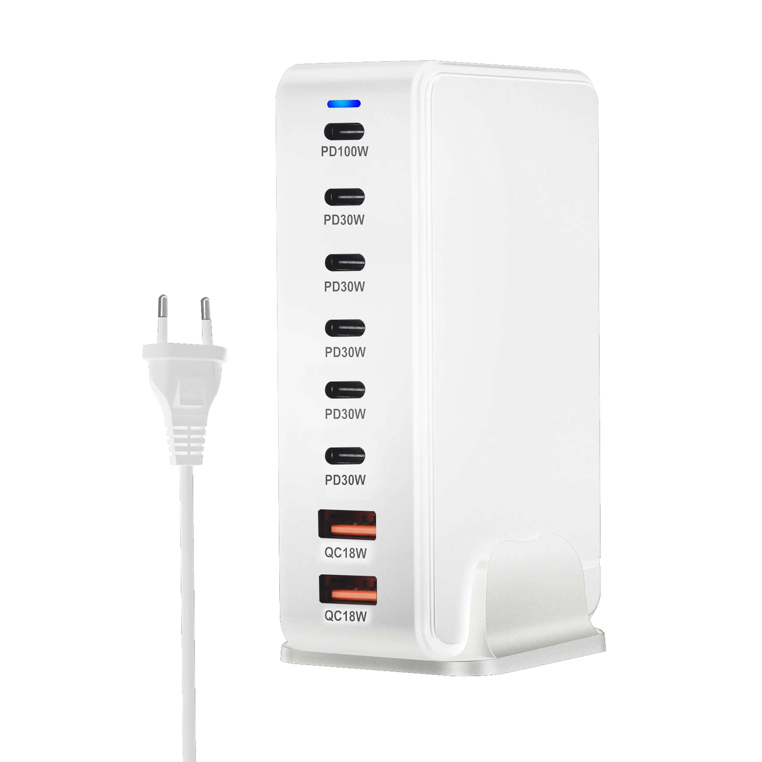 Зарядное устройство сетевое с 8 USB-портами и поддержкой быстрой зарядки, 286 Вт