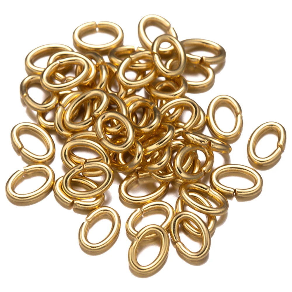 50pcs 3 Colors Stainless Steel Oval Open Jump Rings Connector Findings for DIY Earring Bracelet Necklace Jewelry Crafts Making