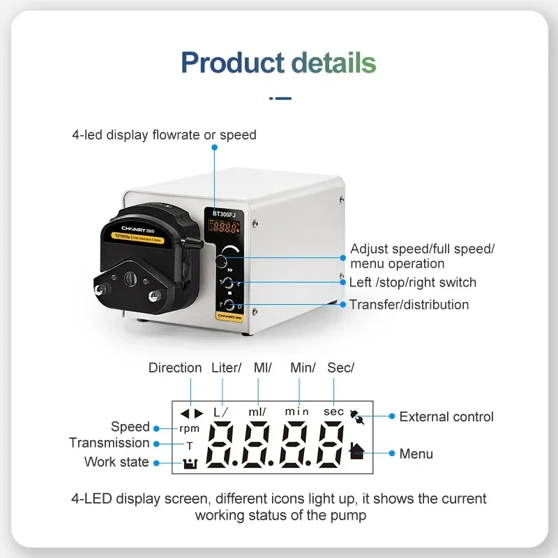 BT300FJ 1140 Ml/min bomba peristáltica pequeña bomba dispensadora de líquidos de precisión para laboratorio médico Chemi cals llenado farmacéutico