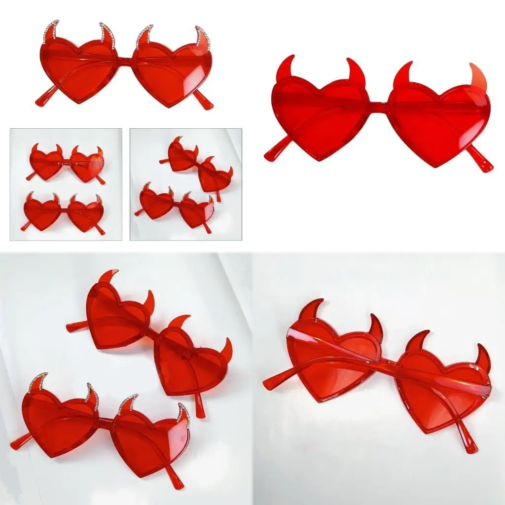 

652F Devil Horn Sunglass Vintage Carnival Eyeglass for Adult Taking Photo