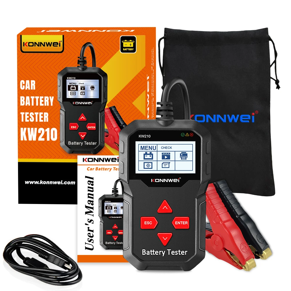 KONNWEI KW210 Automatic Smart 12V Car Battery Tester Auto Battery Analyzer 100 to 2000CCA Cranking Car Battery Tester