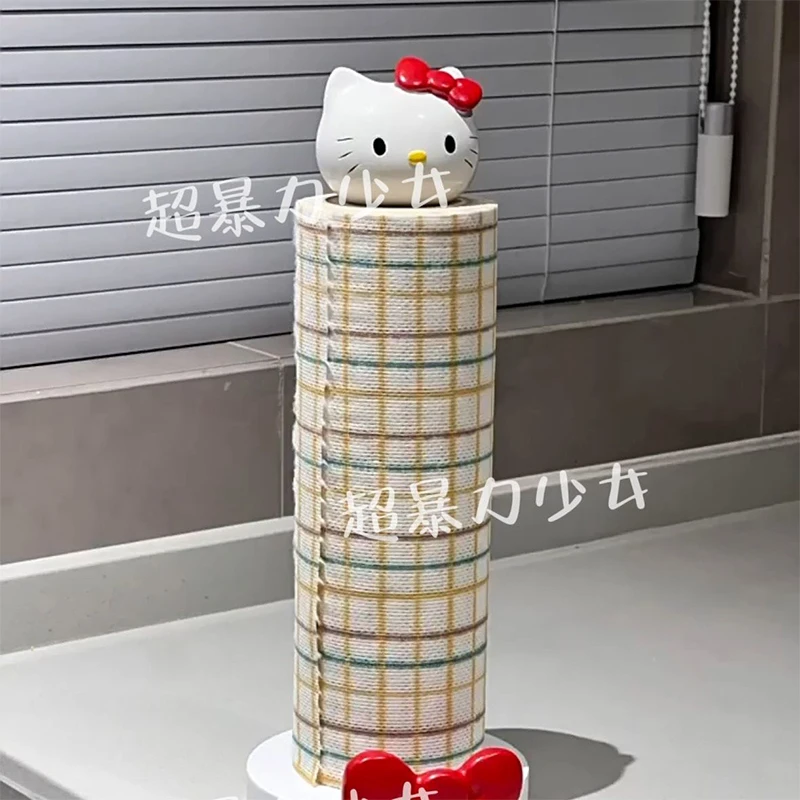 

25Cm Hello Kitty Kitchen Paper Towel Holder Kawaii Sanrio Anime Roll Paper Holder Cute Cartoon Creative Table Towel Gift for Kid