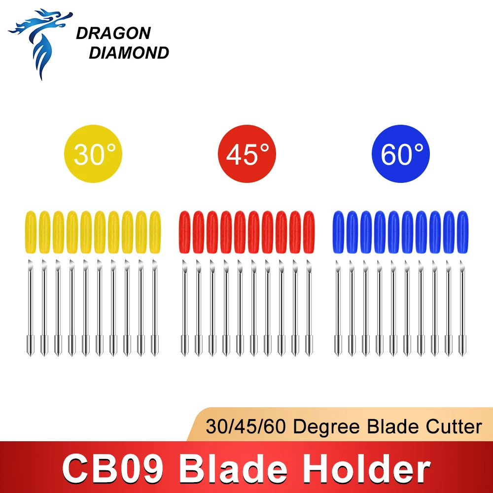 DRAGON DIAMOND 5/10 PCS 30/45/60 Degree CB09 Cutting Blades 1Pc Graphtec CB09 Blade Holder For Vinyl Plotter Cutter