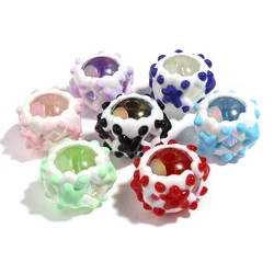 5Pcs Acrylic Round Beads Colorful Five-pointed Star Hand-painted Loose Bead For Jewelry Making Supplies DIY Bracelet Key Chain