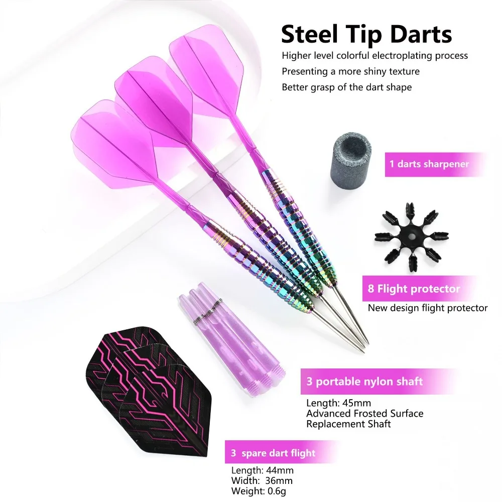 Colorful Copper Steel Tip Darts Professional Heavy Duty Dart Set with Flights & Shafts for Adults