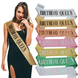 Birthday Queen Sash for Women Girl 20th 30th 40th 50th 60th Happy Birthday Party Decoration Supplies Glitter Satin Birthday Sash