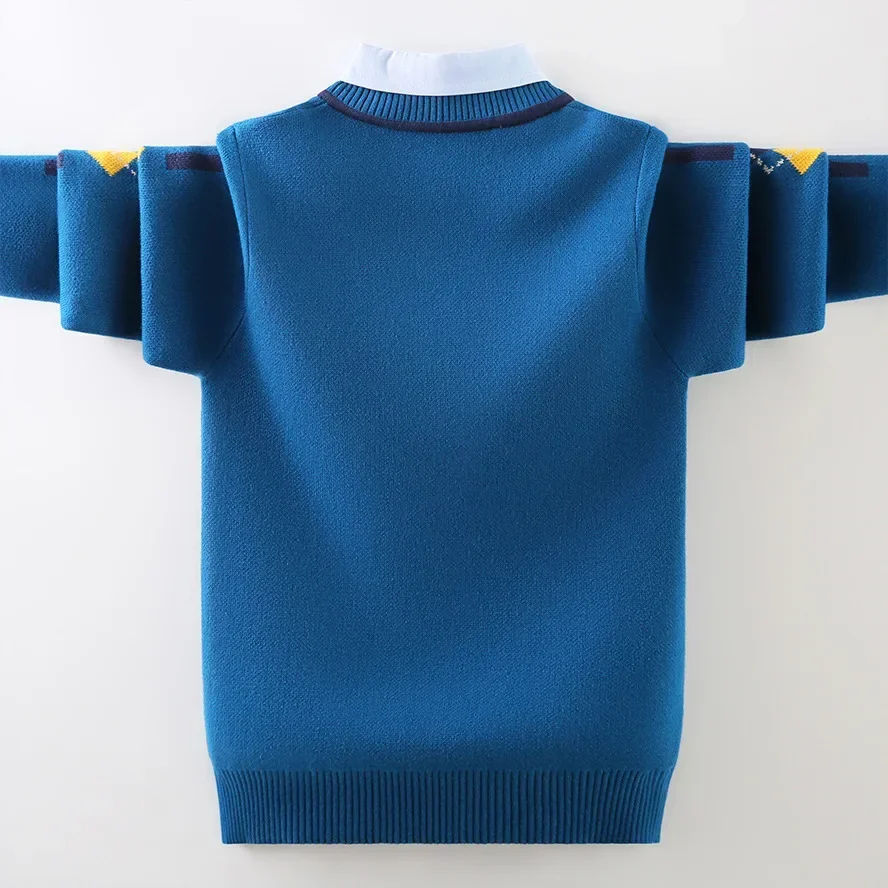 Children's Sweater Spring Autumn Boys Knit Cardigan  New Boby Cotton Coat Fashion Shirt Collar Splice Kids Tops Teen Clothes