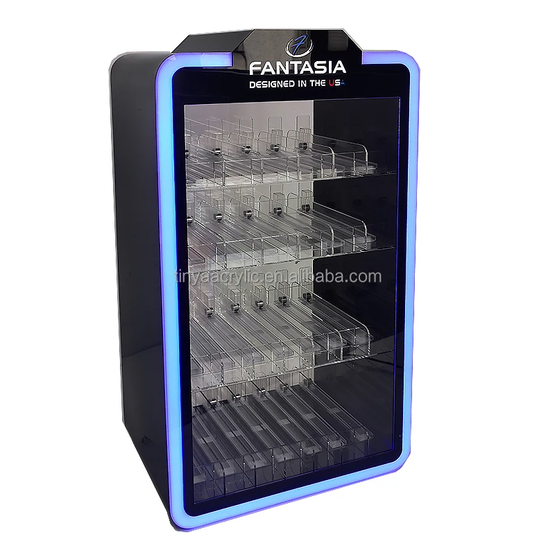 custom.Hot Sale Big Floor Type Display Cabinet Smoking Store LED Light Display Stands Lock Door Display Boxes