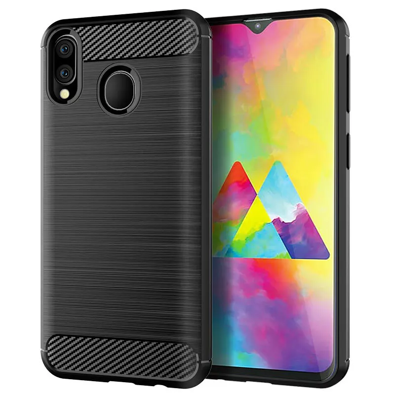 Soft TPU Armor Case For Samsung Galaxy M20 Texture Shockproof Bumper Silicone Case for Galaxy M20 Soft Smart Phone Back Cover