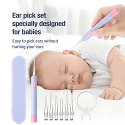 Kids Luminous Ear Spoon Dual Light Source LED Light Ear Cleaning Set Ear Picking USB Rechargable Baby Earwax Removal Tool